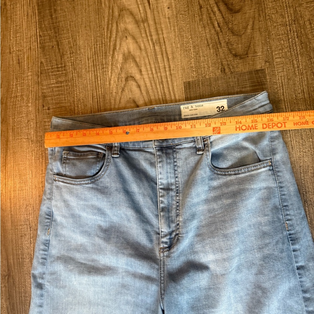 rag & bone Serena High Rise Wide Leg Raw Hem Light Denim 32 - Picture 4 of 7